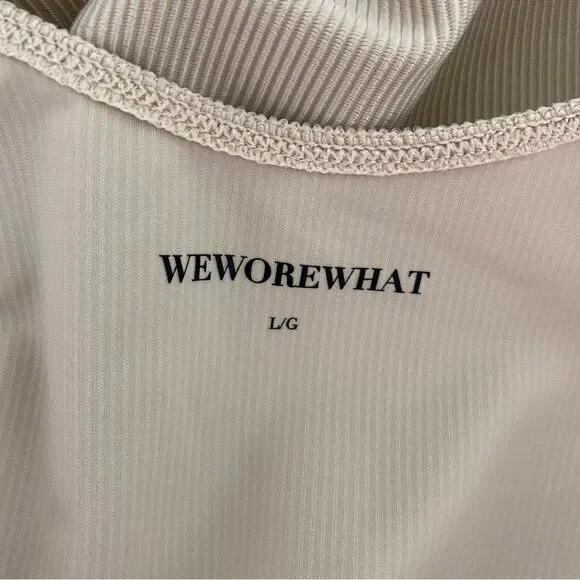 WeWoreWhat Scoop Ribbed Bodysuit Gold Chain Belt Khaki L Large NWOT - Picture 9 of 9